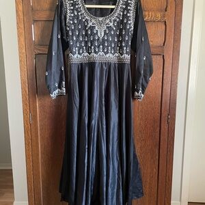 Black Beaded and Embroidered Dress - Anarkali or Renaissance